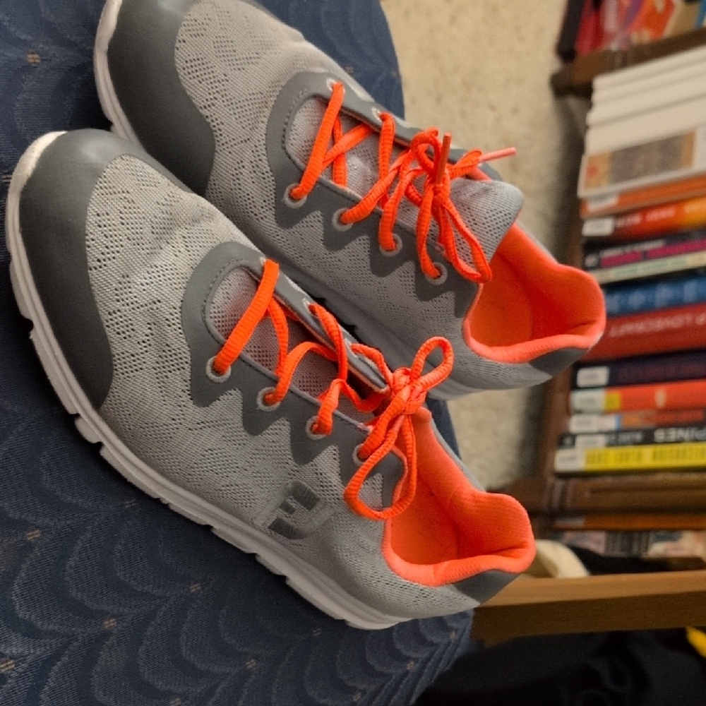 Vibrant Gray and Orange Foot Joy Athletic Sneakers